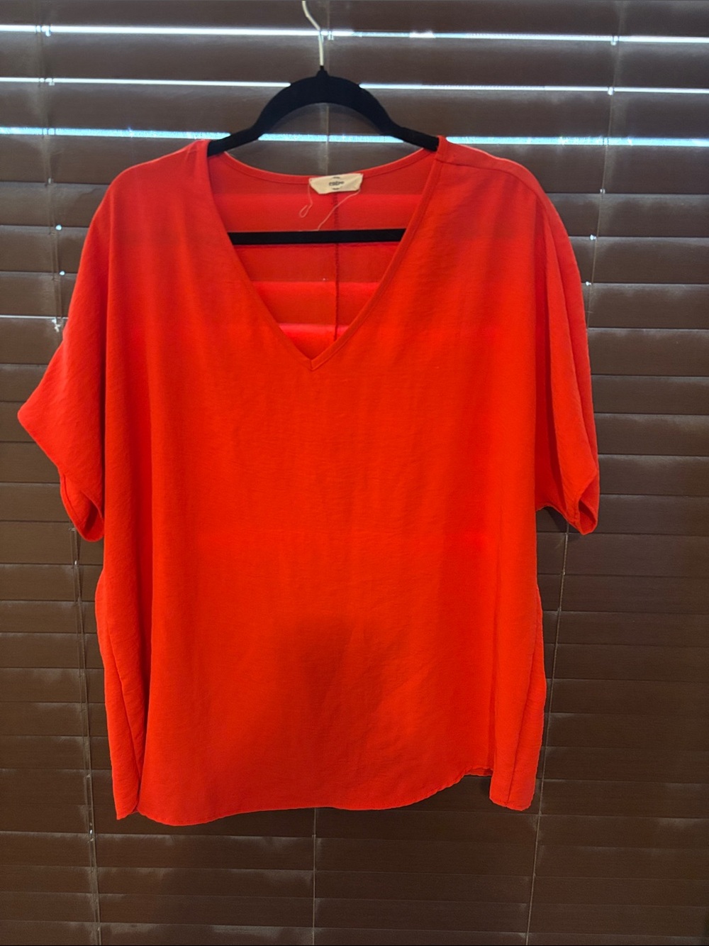 entro Vibrant Red V-Neck Blouse
